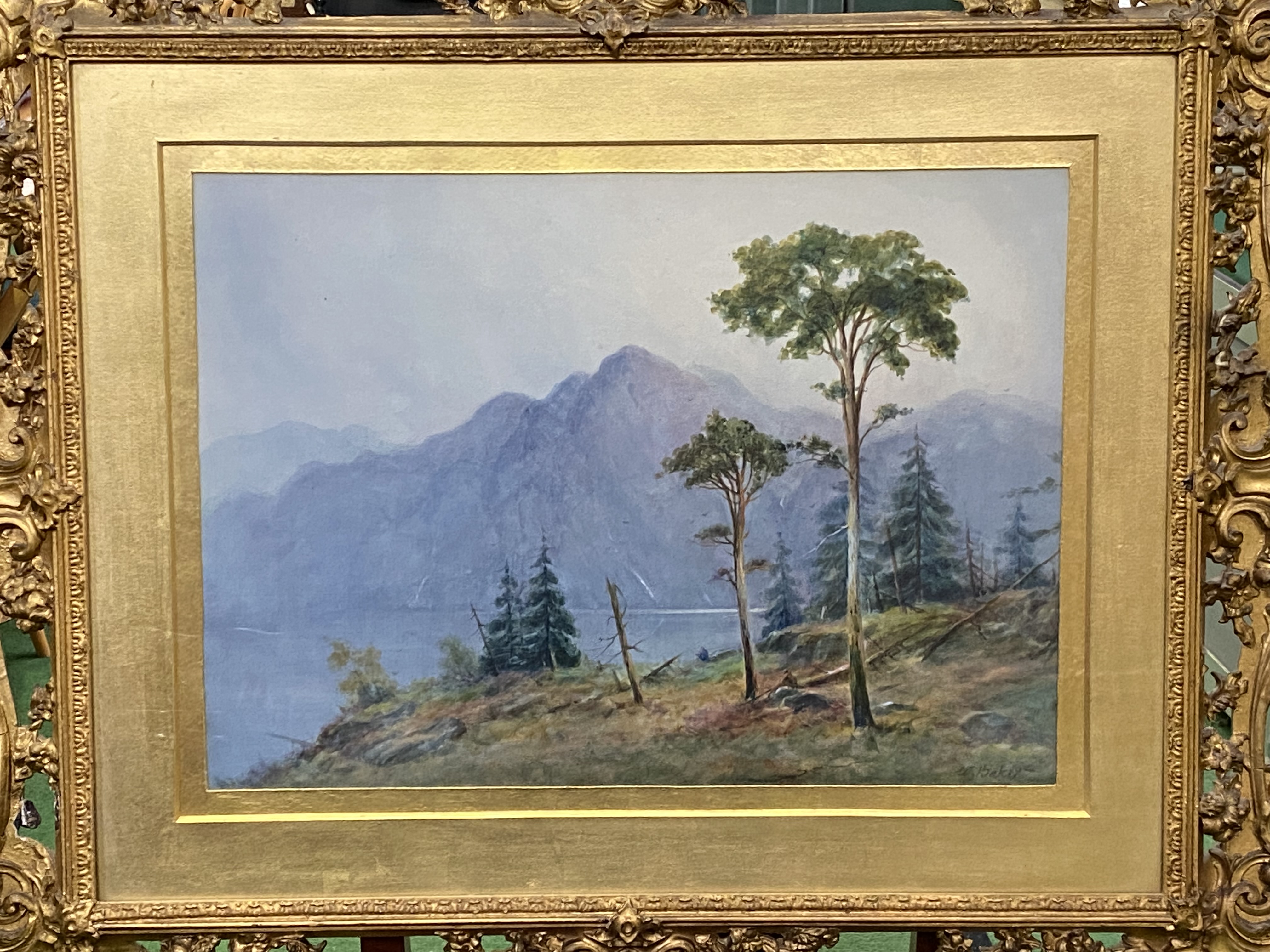 Framed and glazed watercolour signed W. Baker - Image 2 of 4