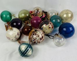 Fourteen decorative glass balls