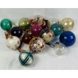 Fourteen decorative glass balls