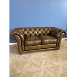 Button back leather two seat Chesterfield sofa