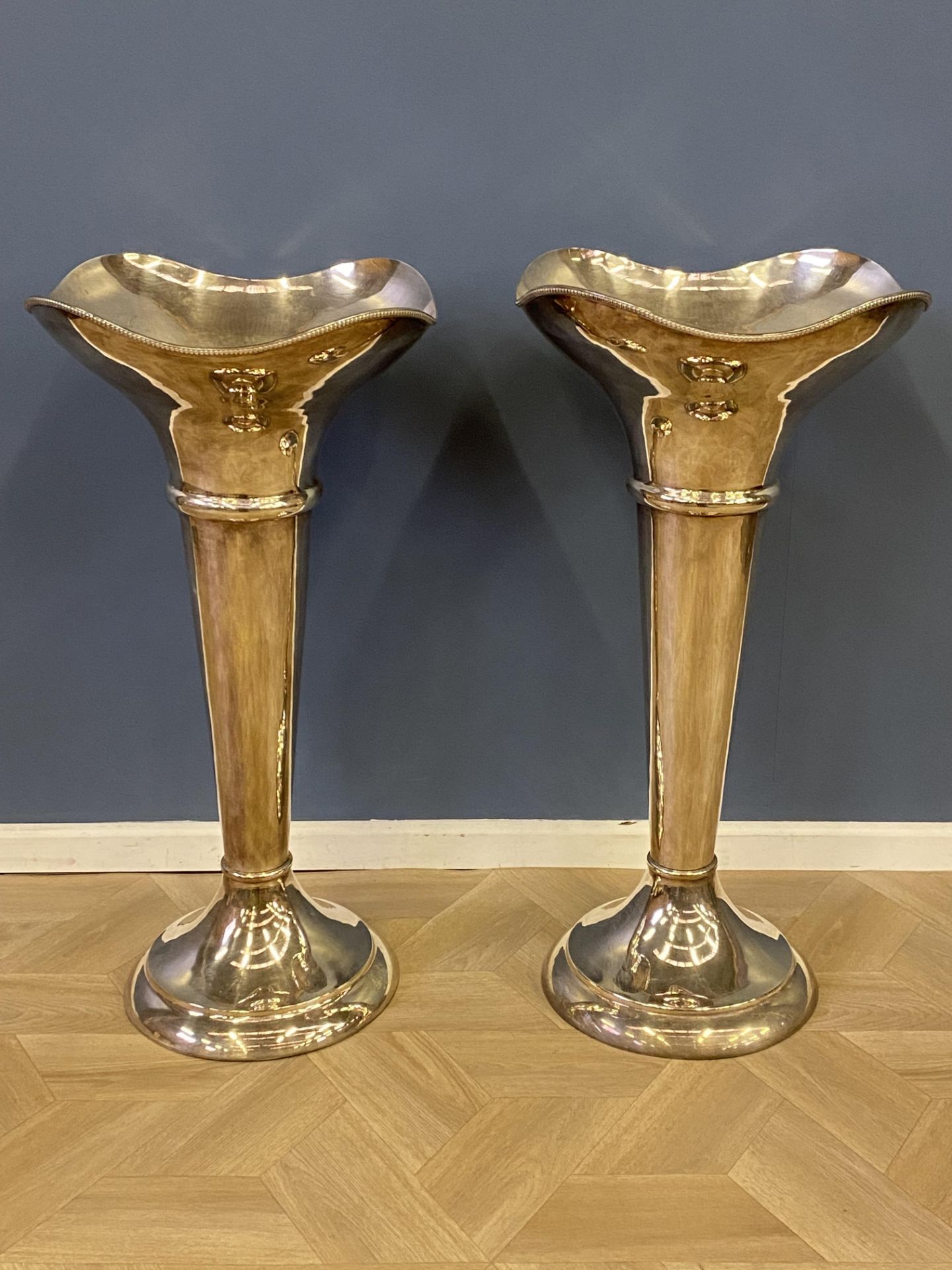 Large pair of silvered vases retailed by Thomas Goode - Image 3 of 9