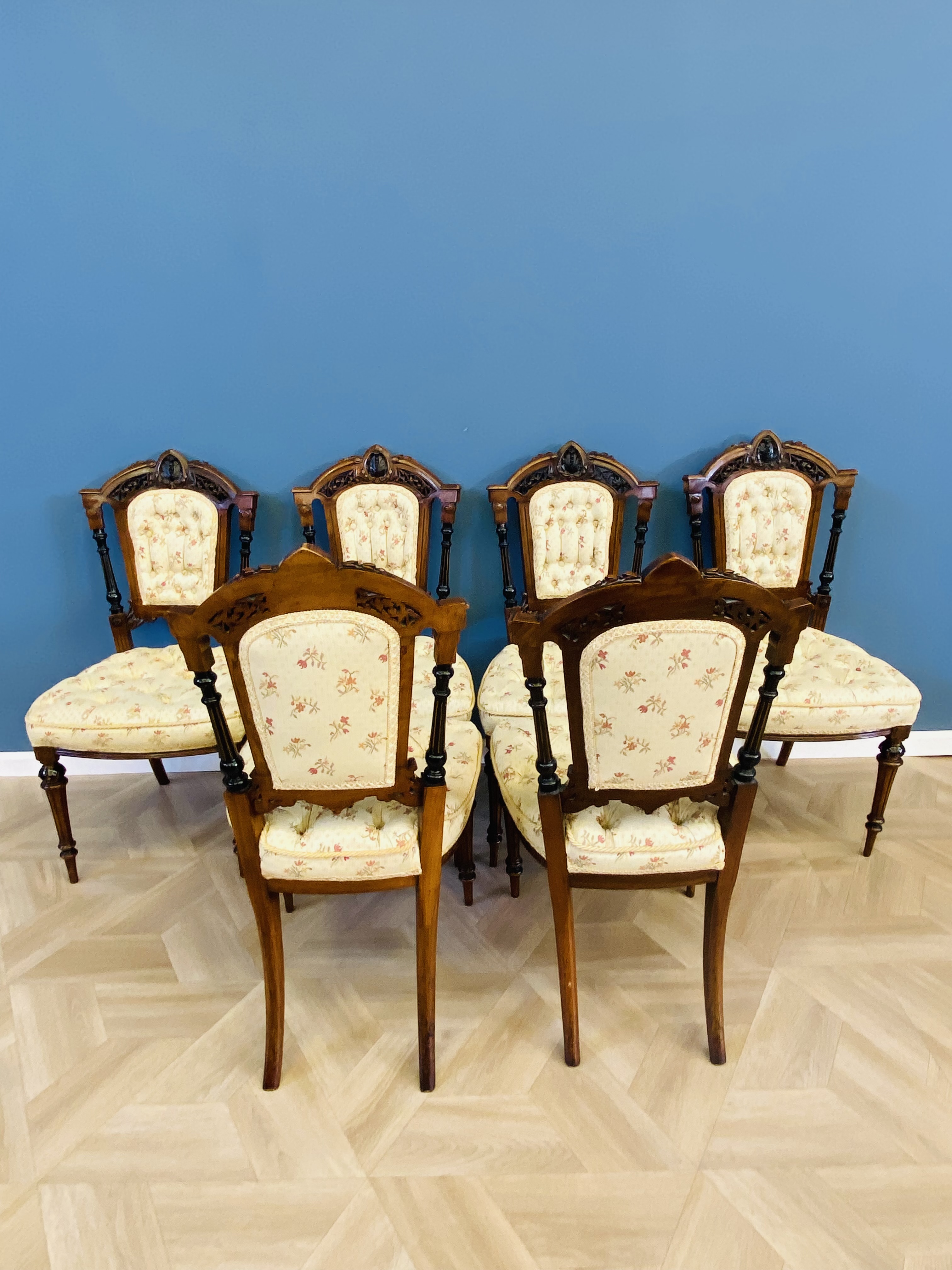 Set of six Victorian walnut chairs - Image 5 of 9