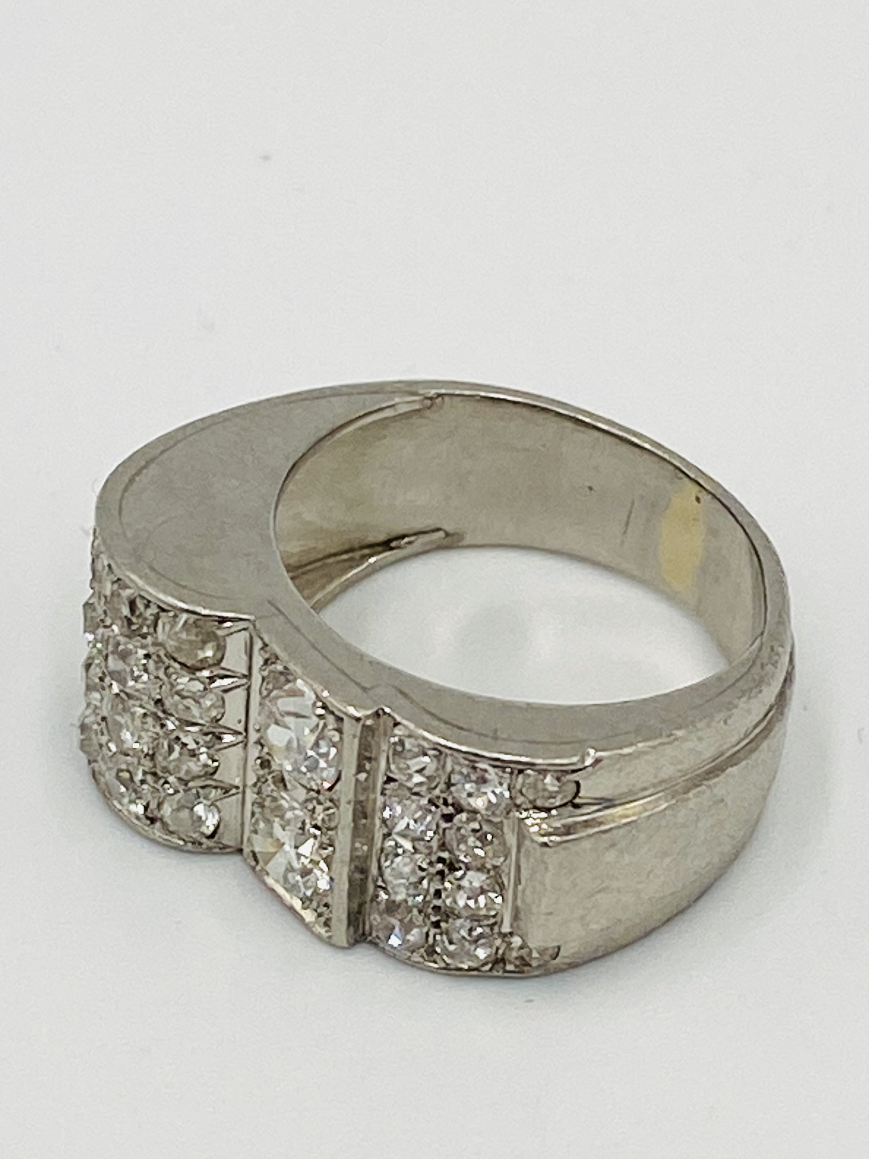 Platinum and diamond French marked ring - Bild 3 aus 4