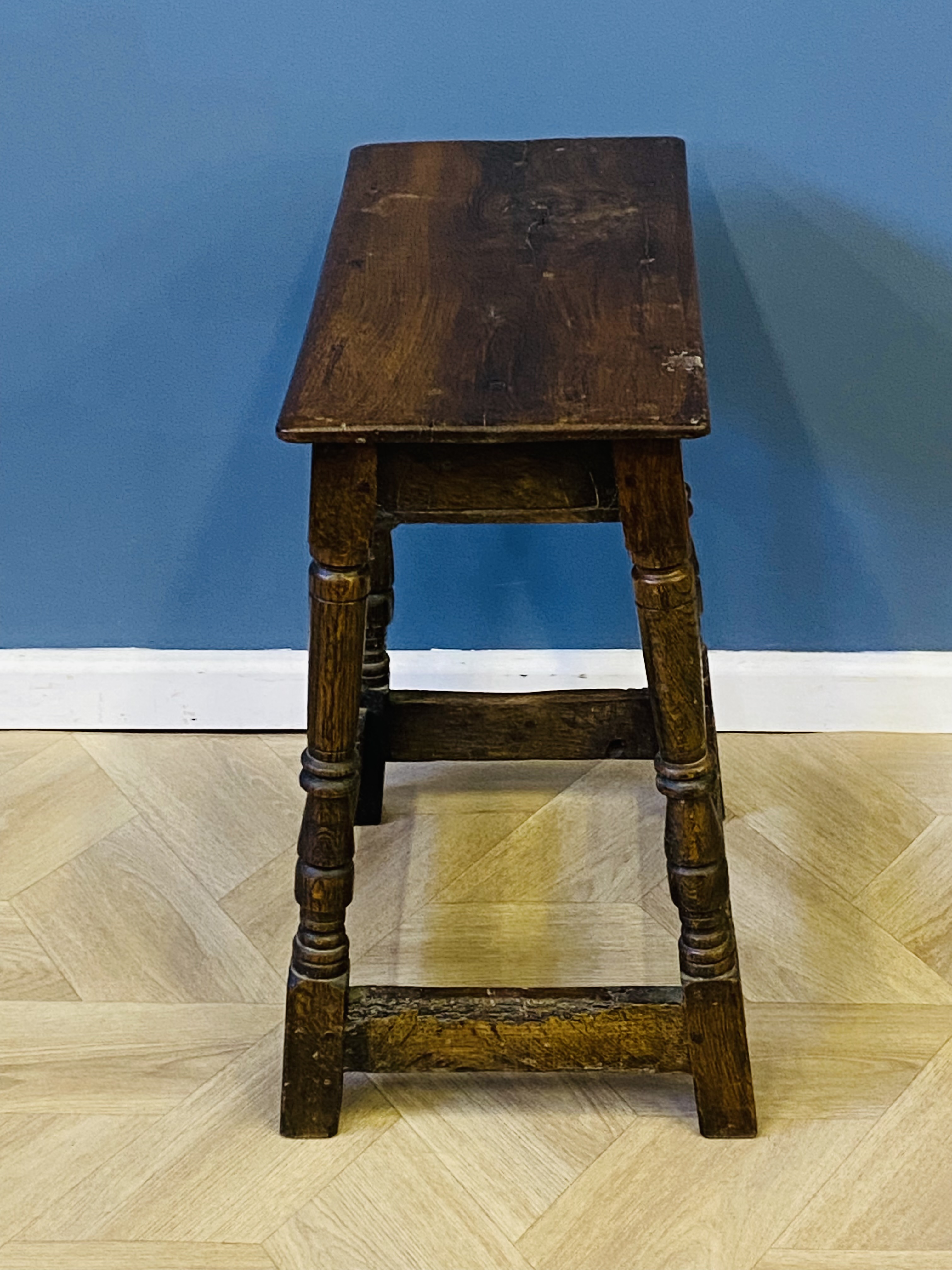 Antique oak joint stool - Image 2 of 6