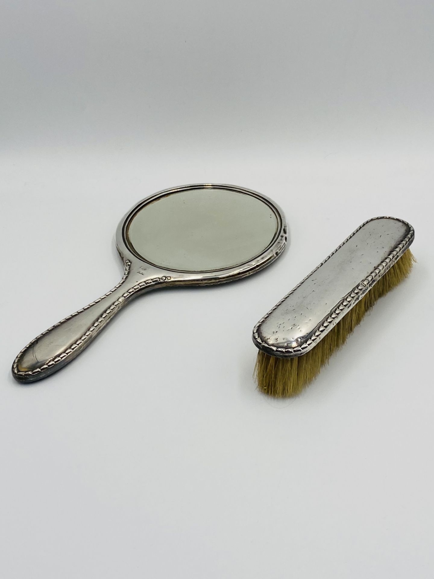 Silver backed dressing table mirror and brush - Image 2 of 6