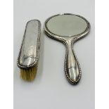 Silver backed dressing table mirror and brush