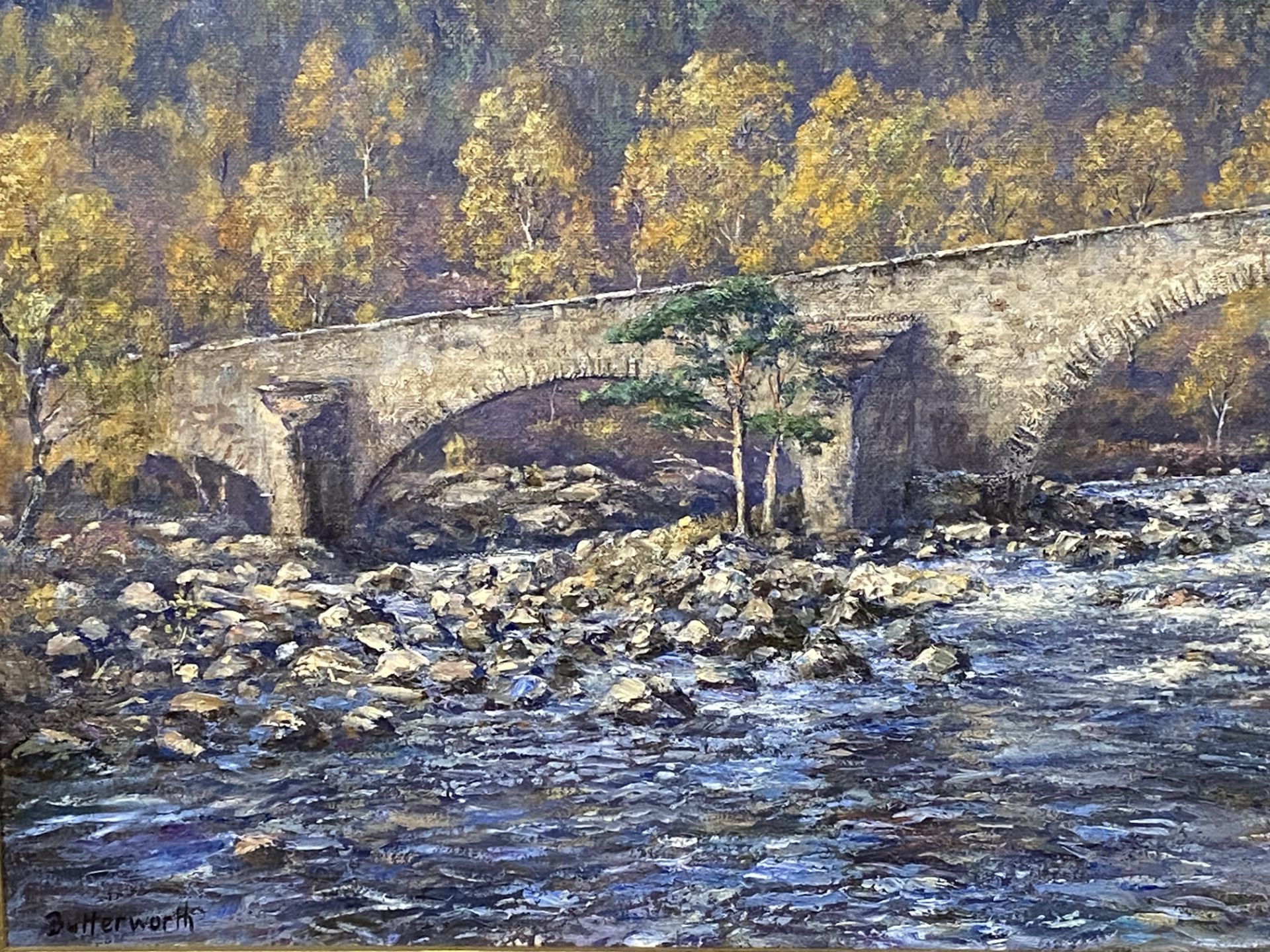 Framed oil on canvas of the Old Bridge at Invercauld - Image 3 of 4