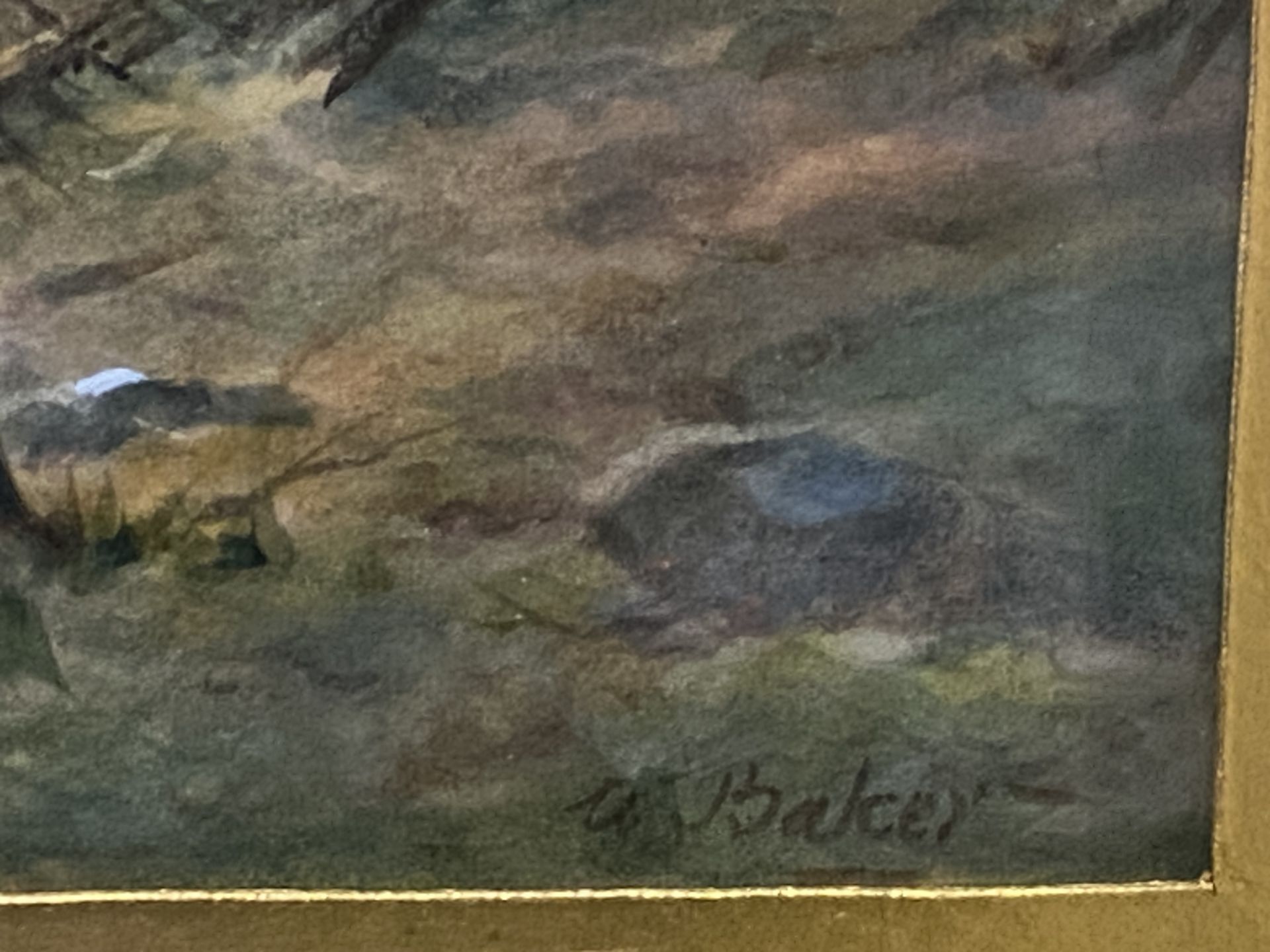 Framed and glazed watercolour signed W. Baker - Bild 4 aus 4