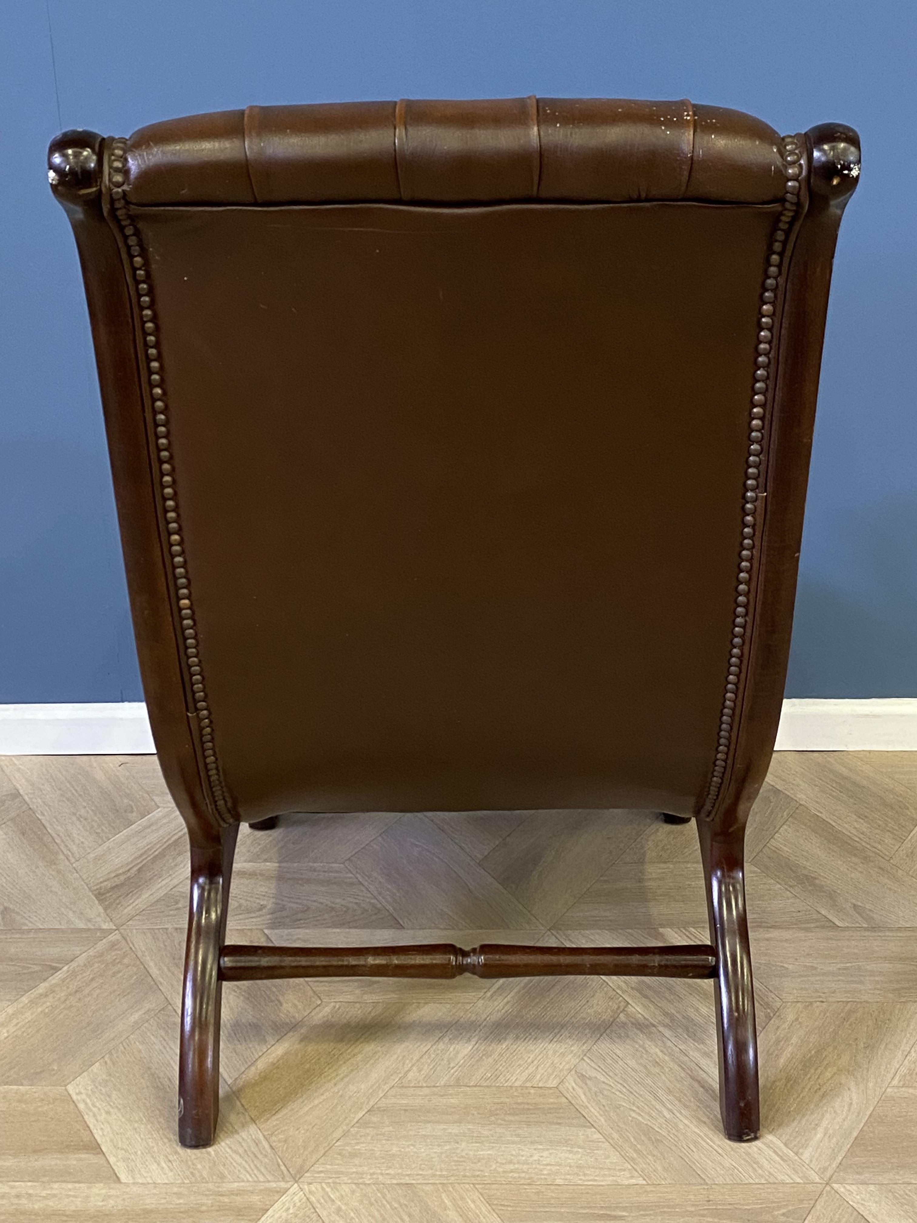 Mahogany framed leather button back armchair - Image 8 of 8
