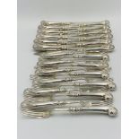 Twelve place set of silver pistol grip fish knives and forks, London 1905