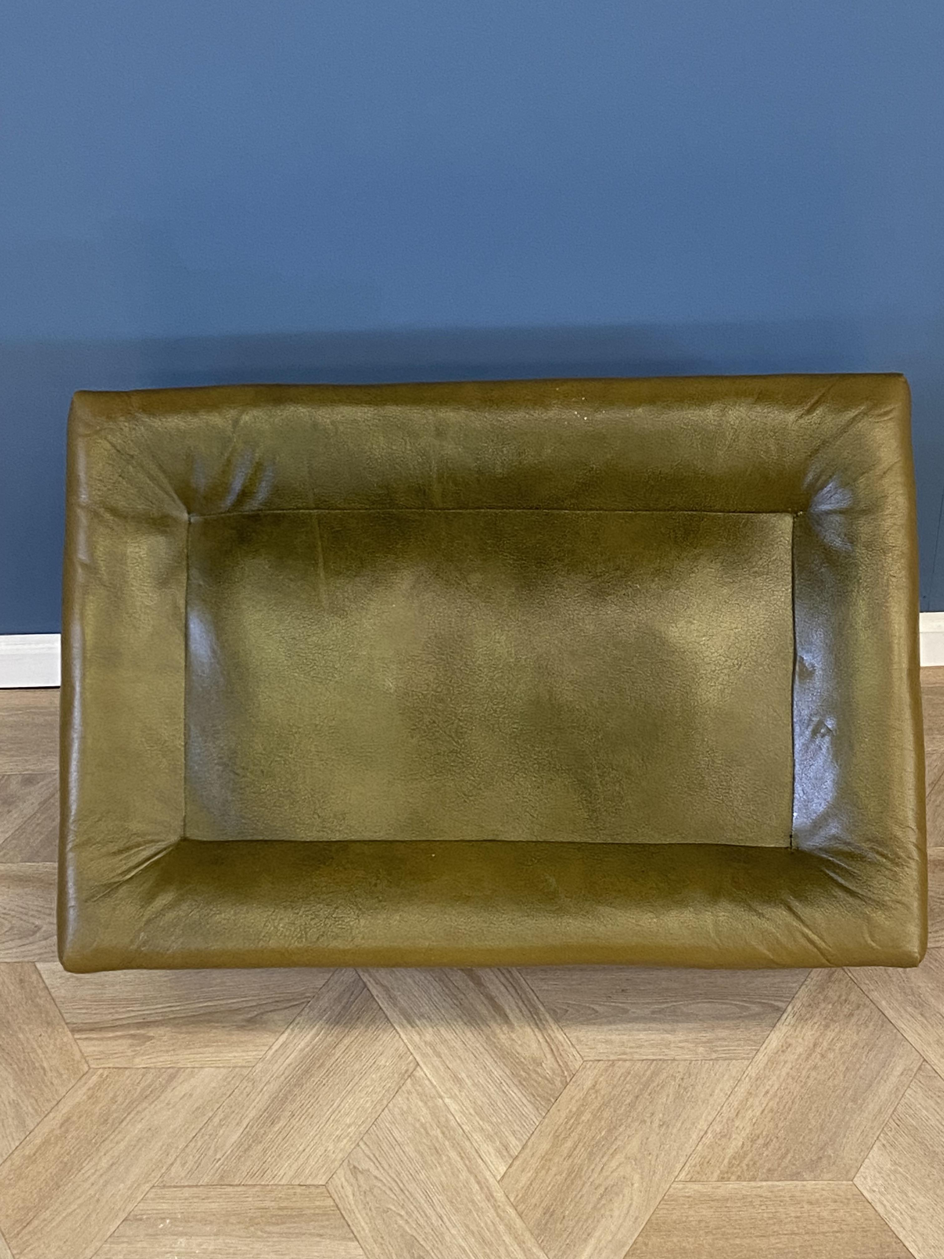 Green leather footstool - Image 6 of 8