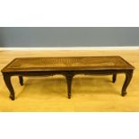 French walnut footstool with cane worktop