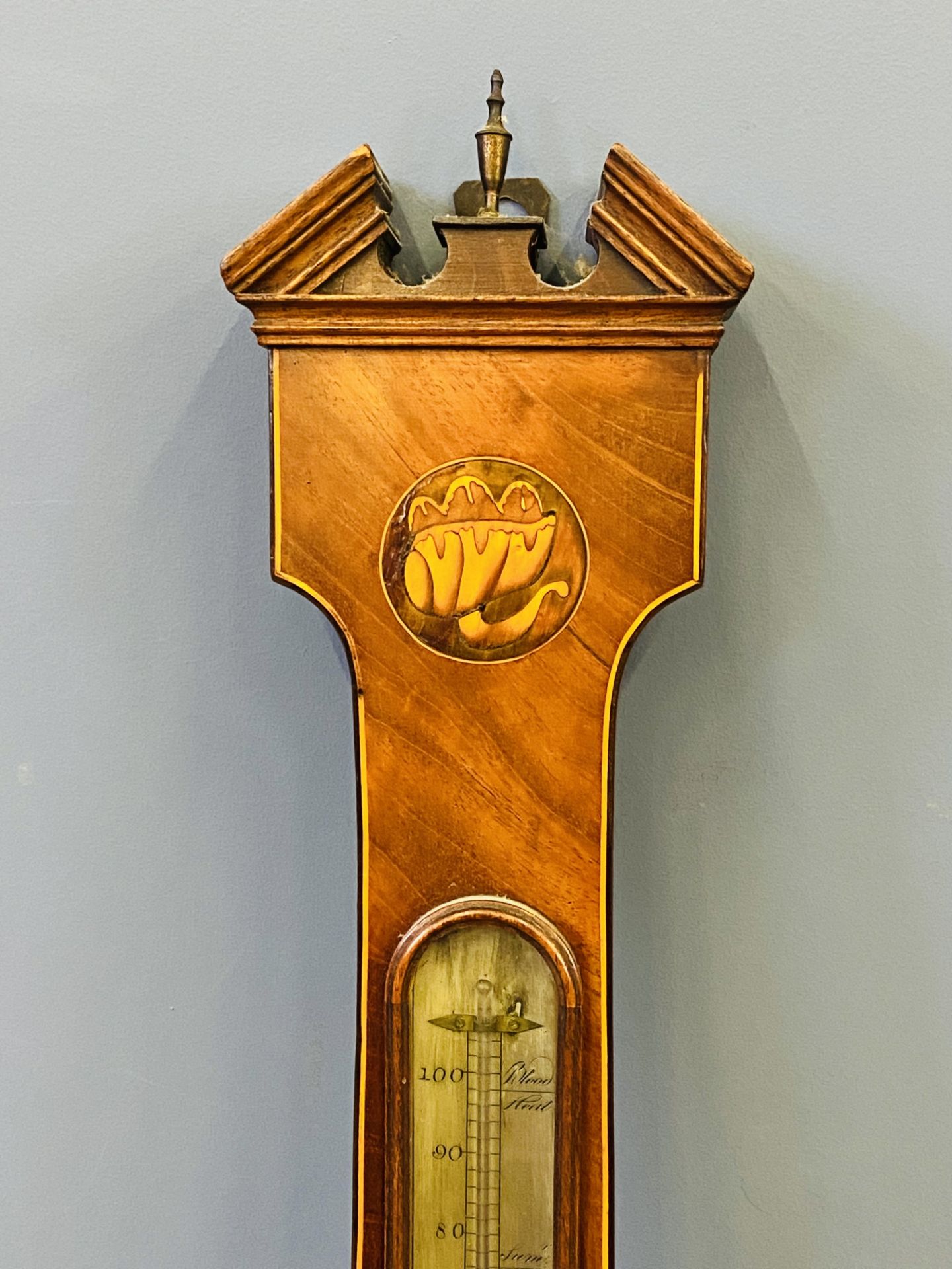 19th century wheel barometer and thermometer - Image 4 of 7