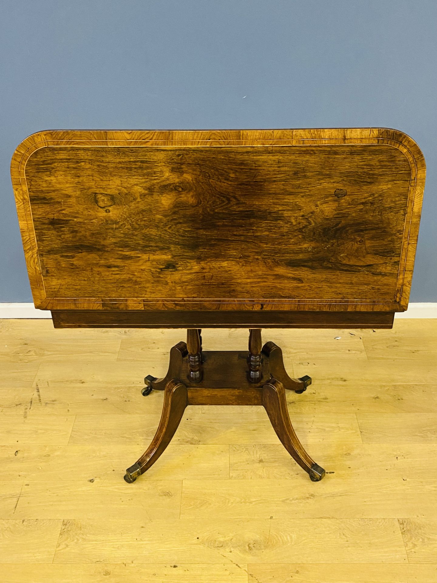 19th century rosewood fold over top card table - Image 3 of 7