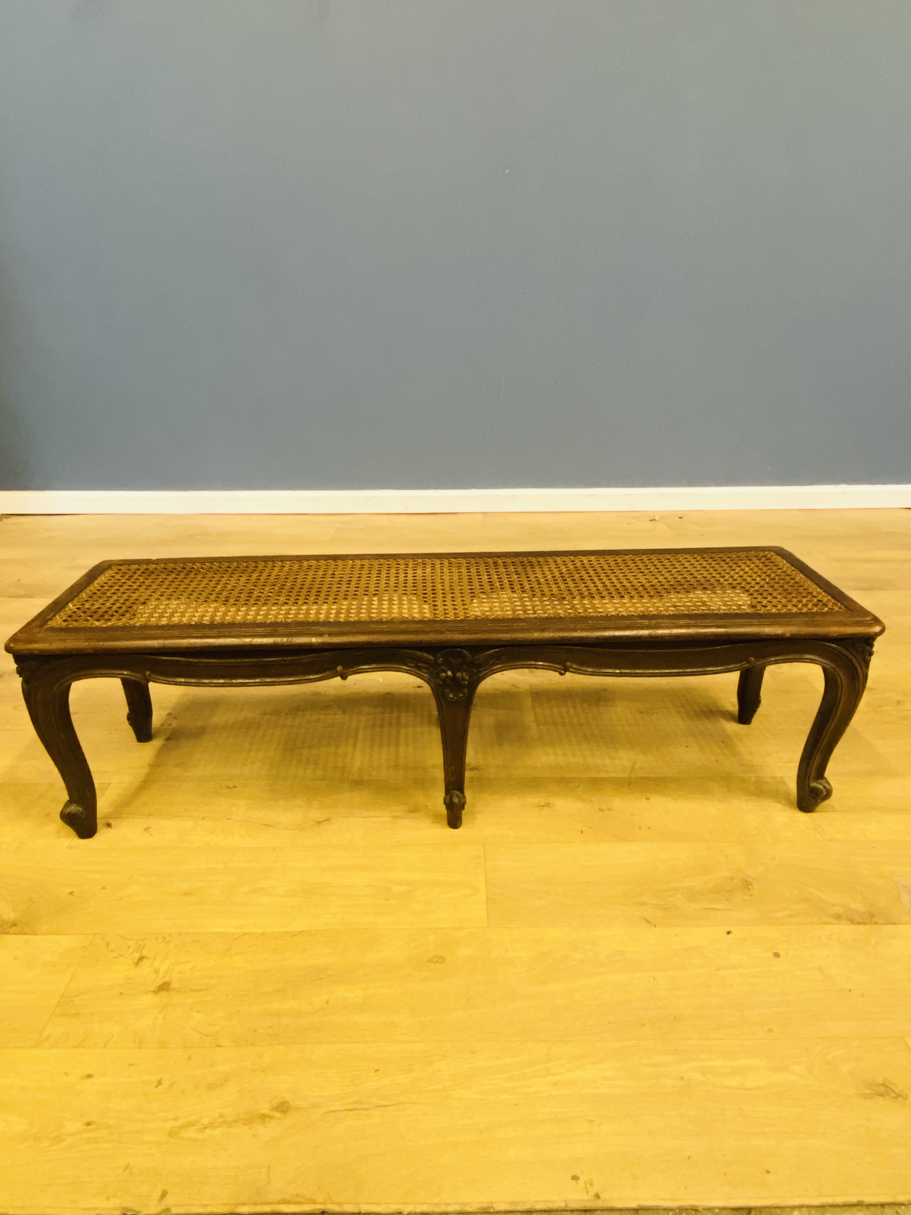 French walnut footstool with cane worktop - Image 2 of 6