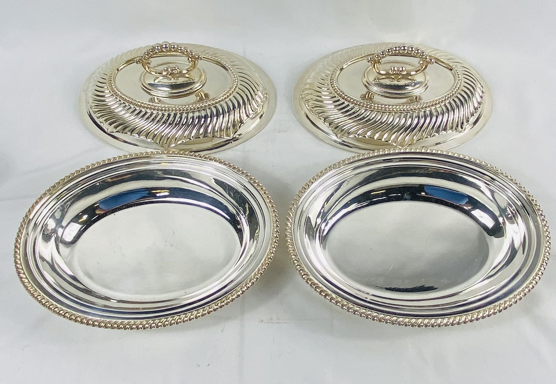 Pair of silver plate entree dishes and other items - Image 8 of 8