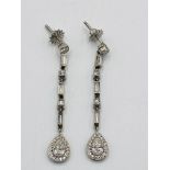 Platinum and diamond drop earrings