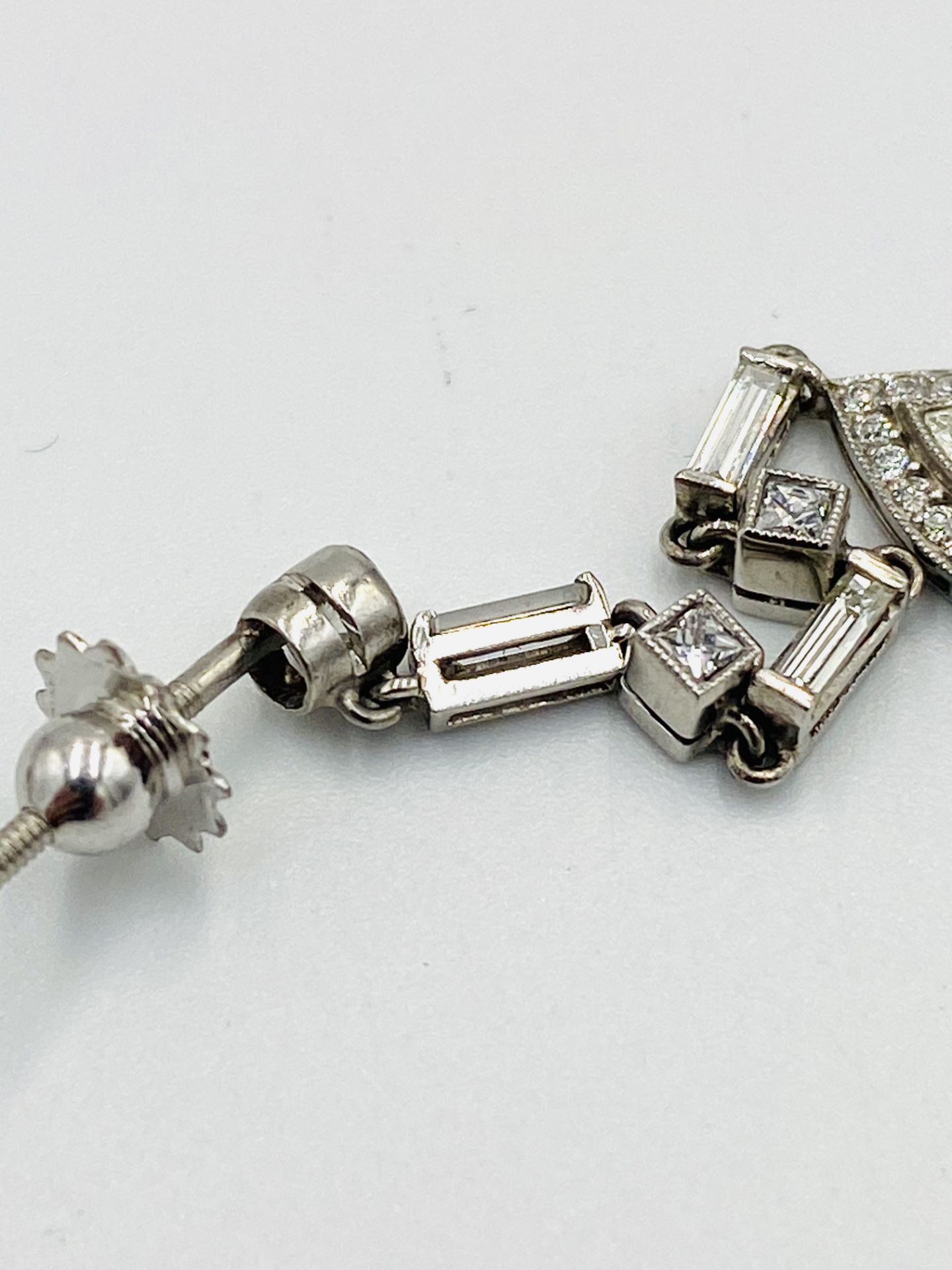 Platinum and diamond drop earrings - Image 4 of 4