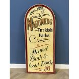 Contemporary hand painted Mahomed's Turkish Baths decorative wall hanging