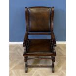 Mahogany framed leather rocking chair