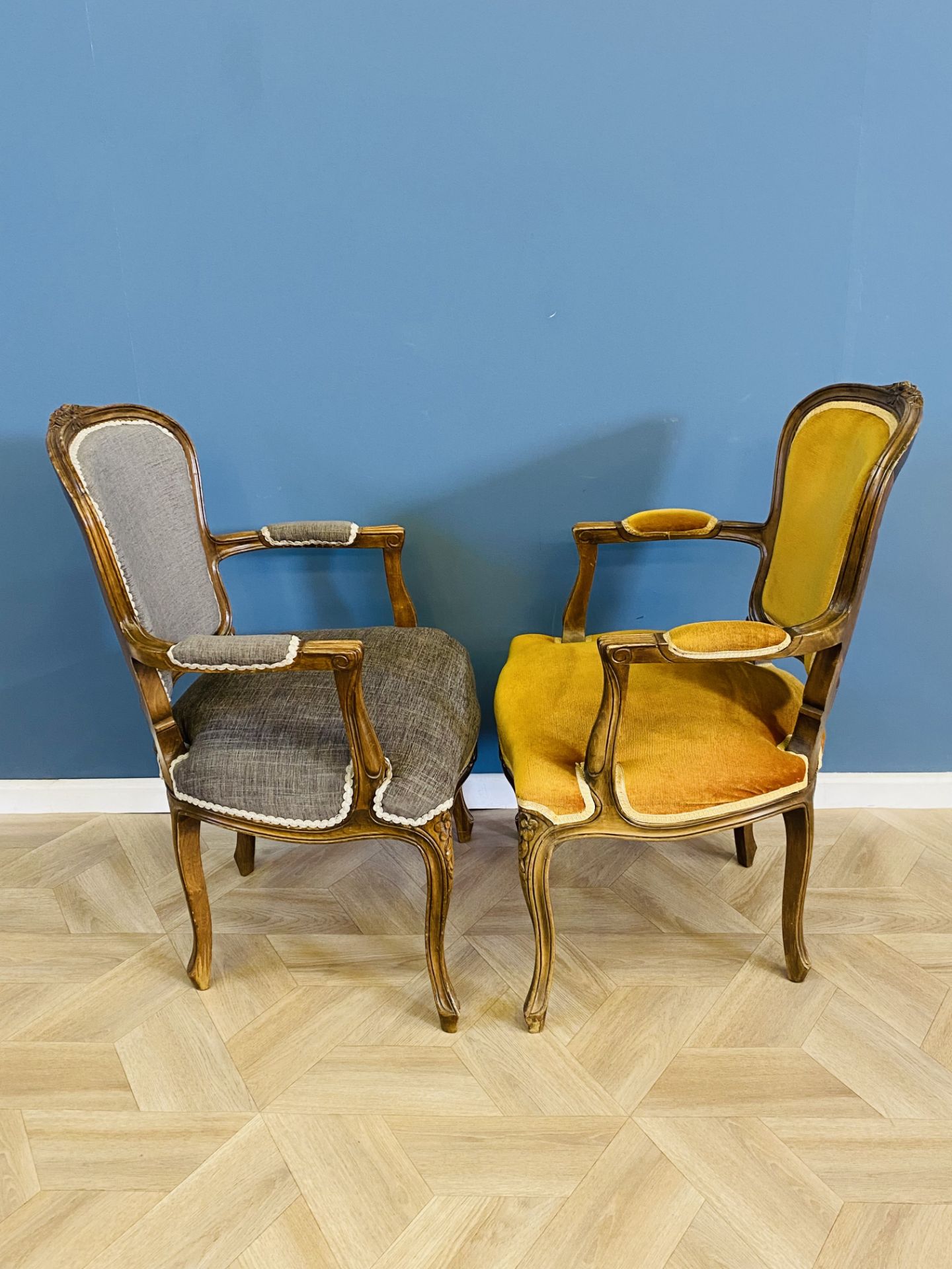 Pair of French style elbow chairs - Image 3 of 8