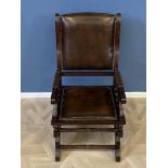 Mahogany framed leather rocking chair