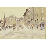 Edward Seago, framed and glazed watercolour of a harbour scene
