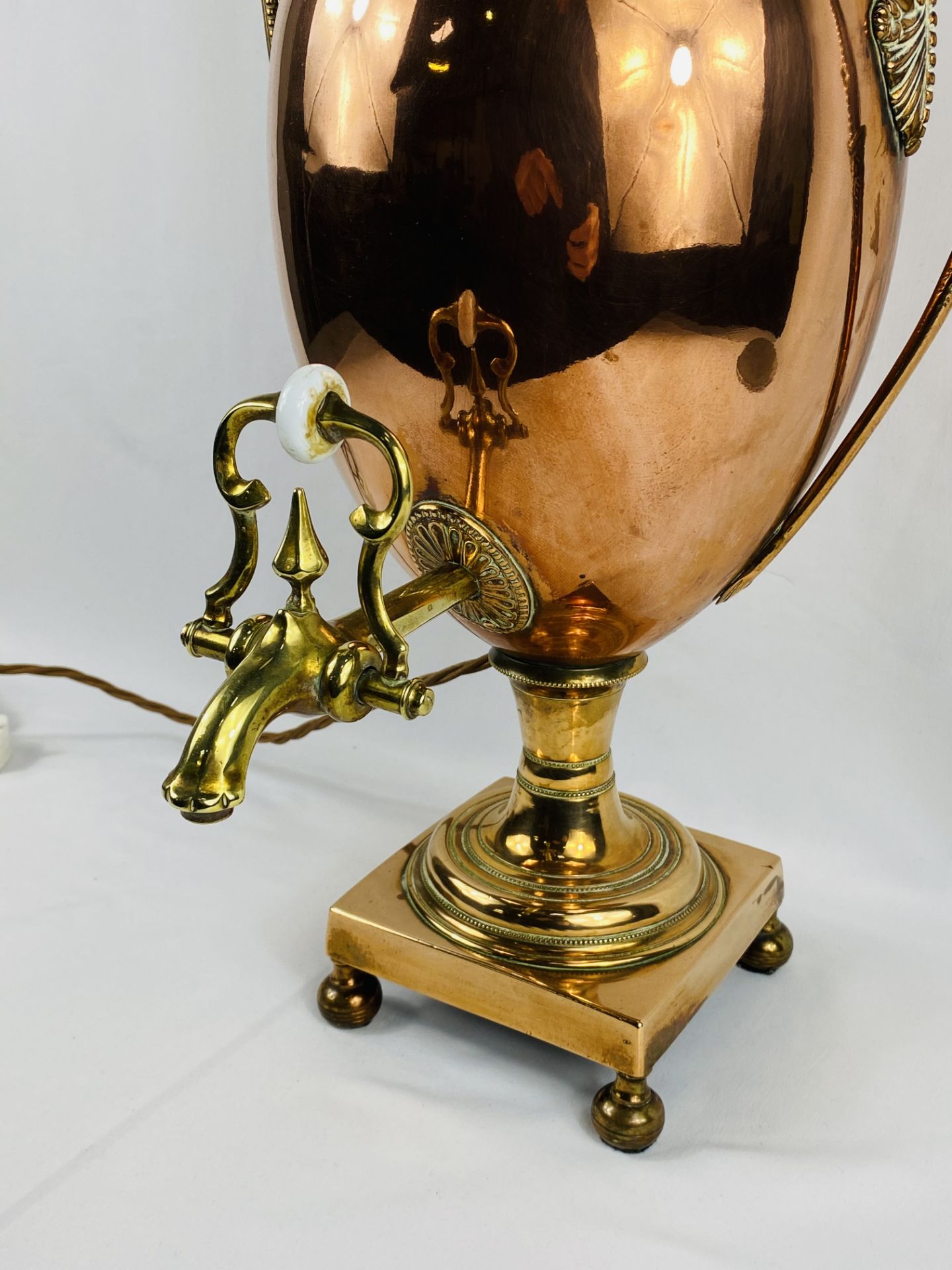 Georgian copper and brass samovar lamp - Image 2 of 4