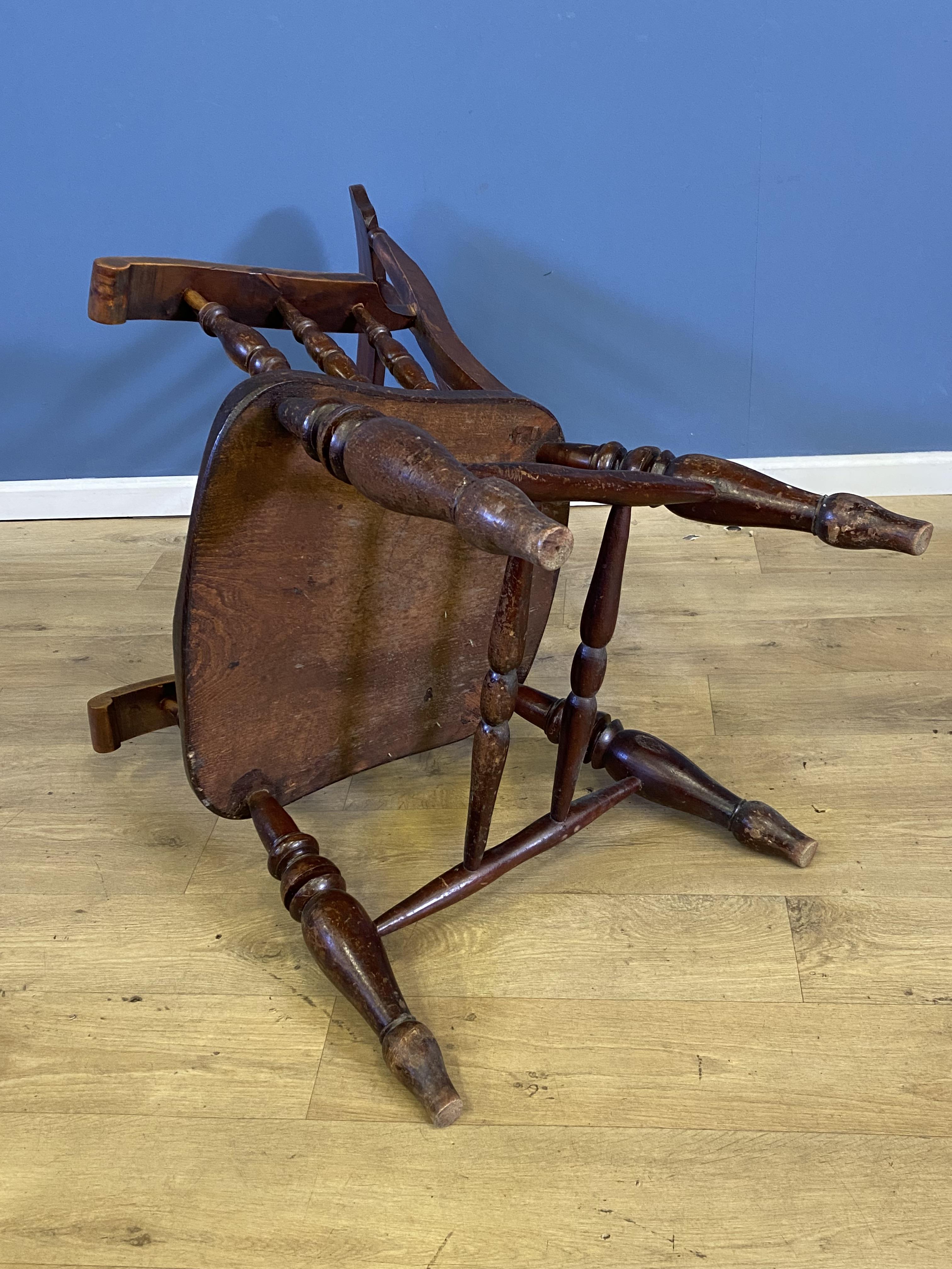 Large Victorian elbow chair with elm seat - Image 6 of 6