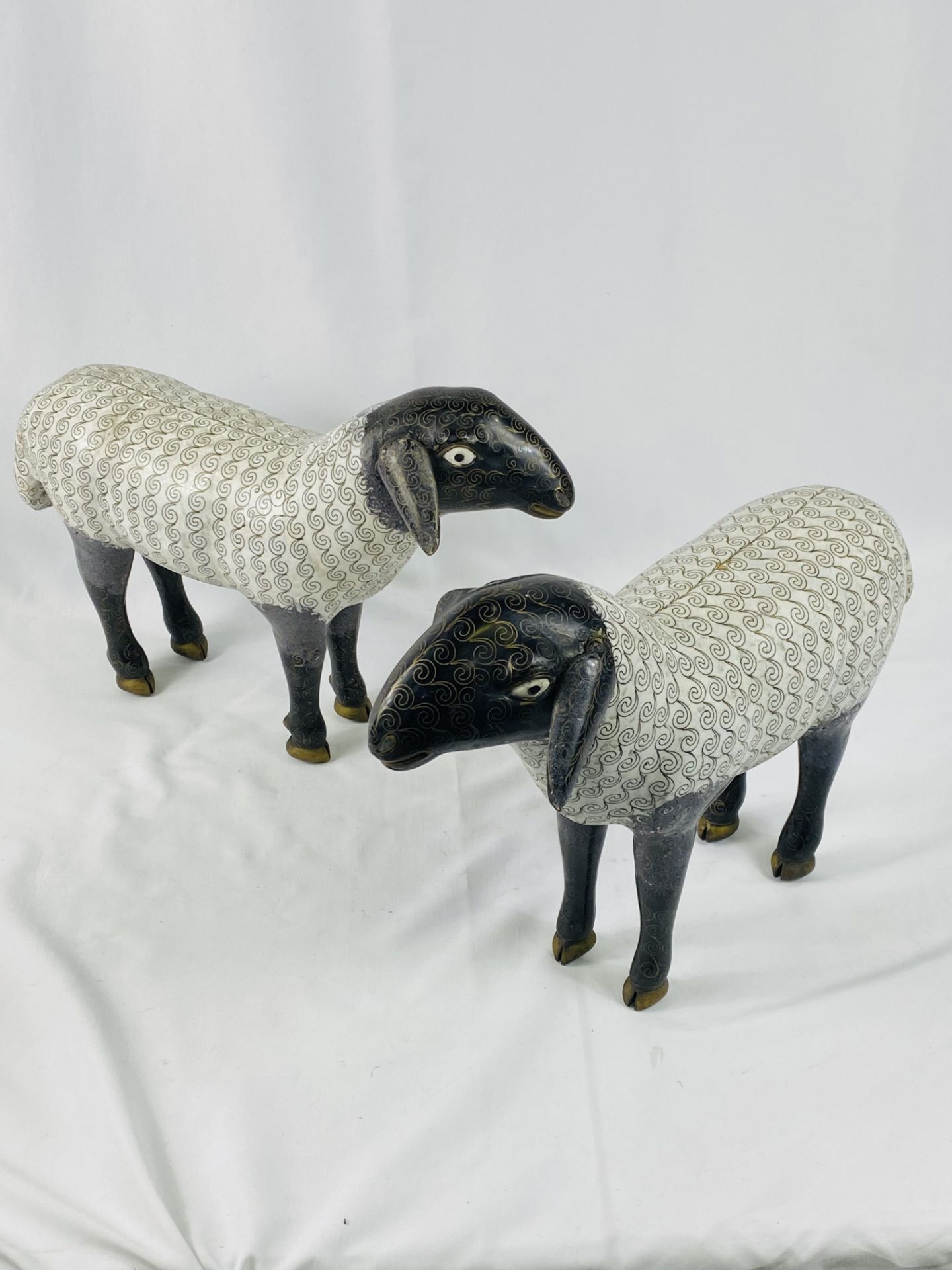 Two cloisonne sheep - Image 6 of 9