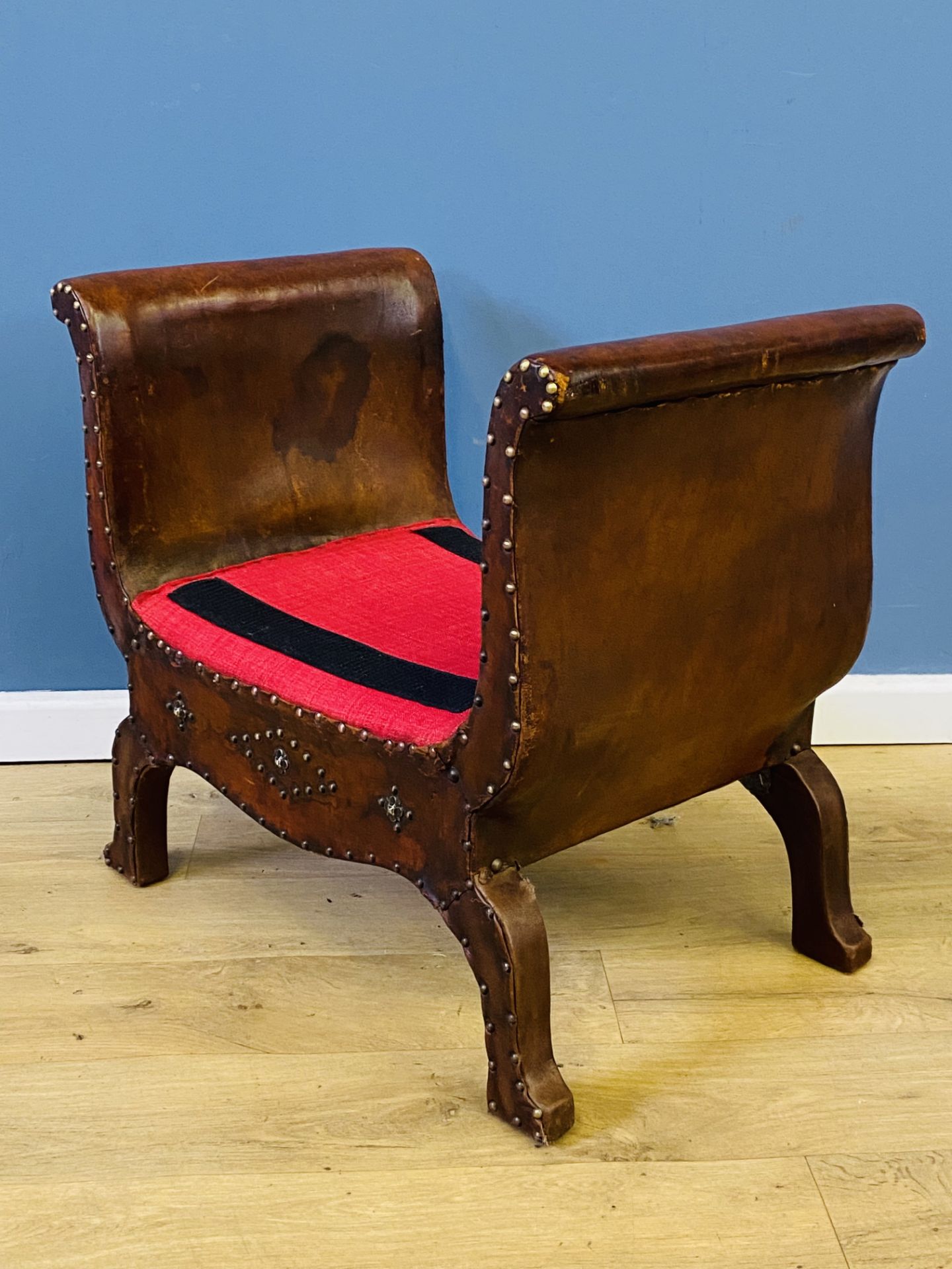 1920's leather upholstered stool - Image 5 of 7
