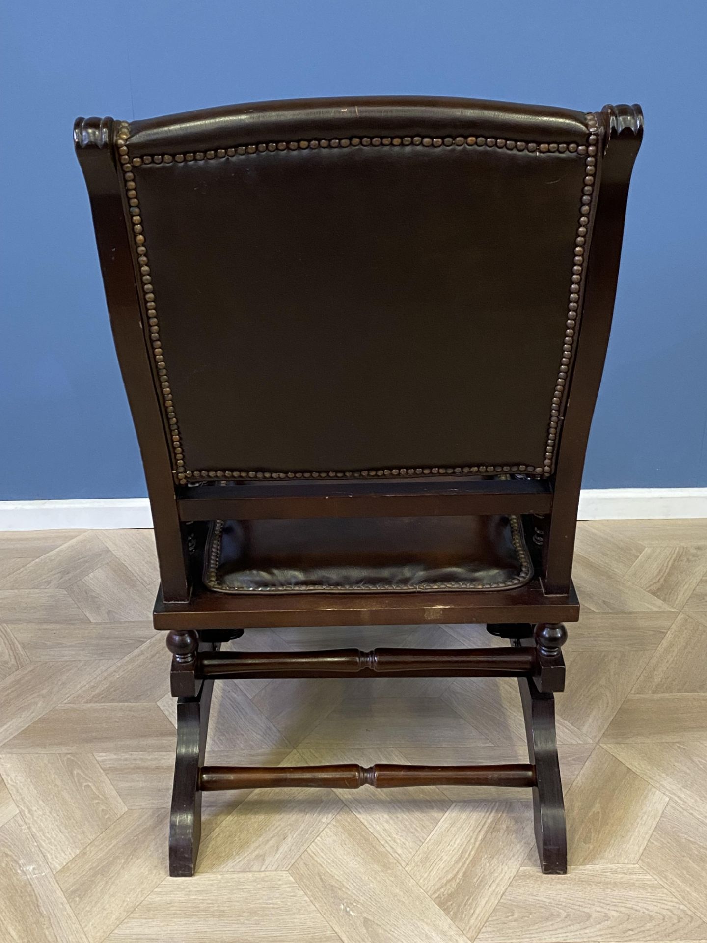 Mahogany framed leather rocking chair - Image 8 of 8