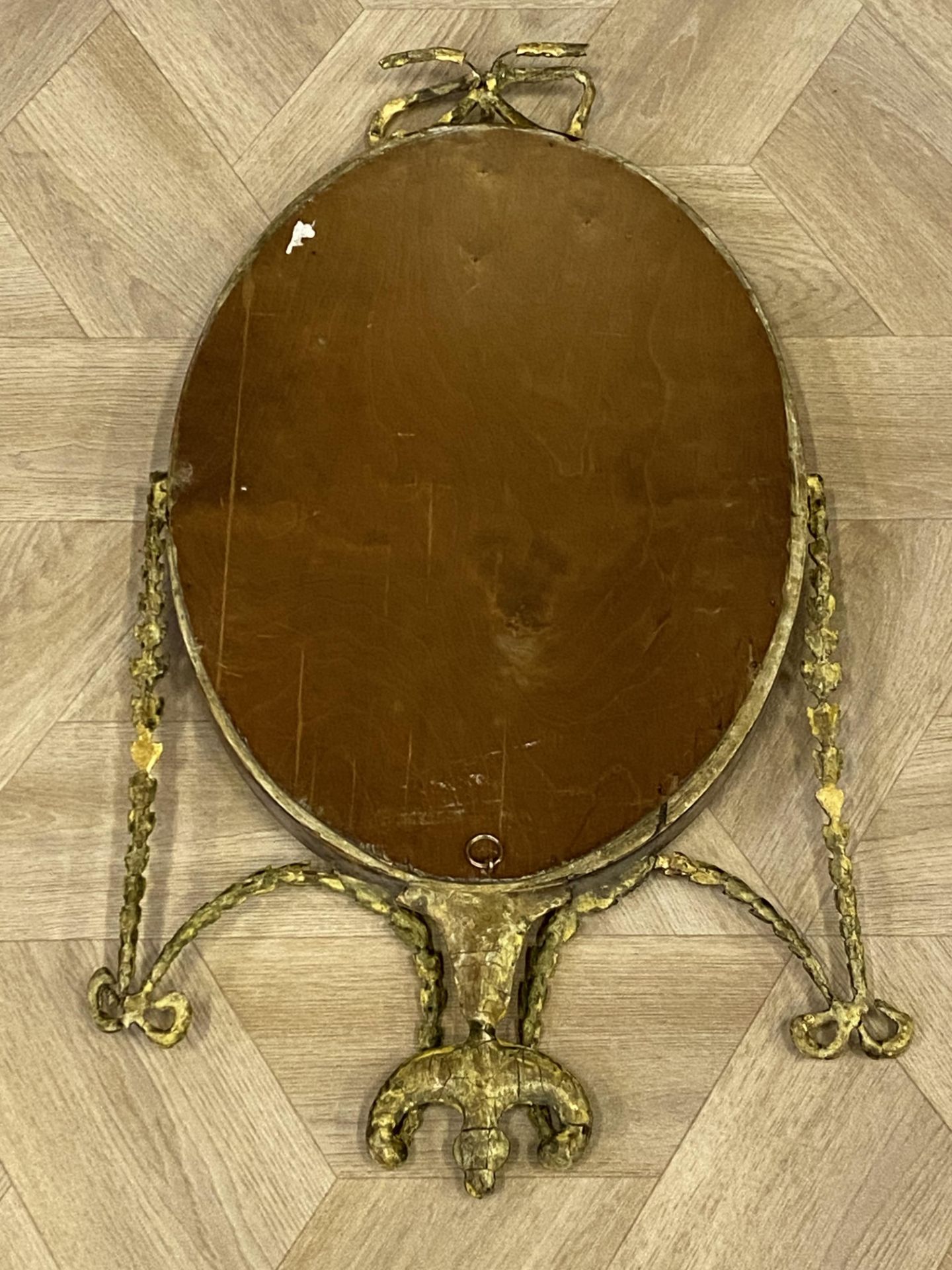 Antique oval Adam style mirror - Image 5 of 5