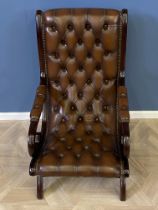 Mahogany framed leather button back armchair