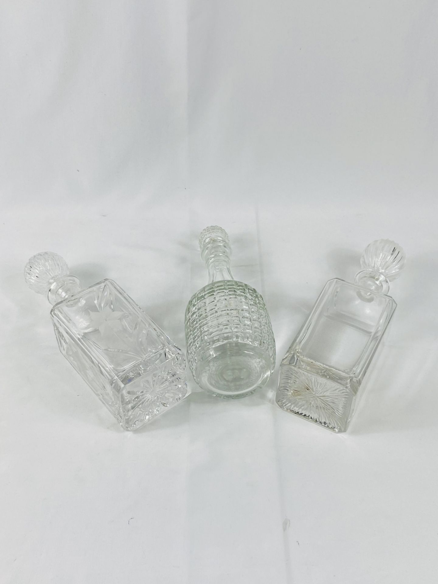 Two cut glass decanters together with a moulded glass decanter - Image 3 of 3