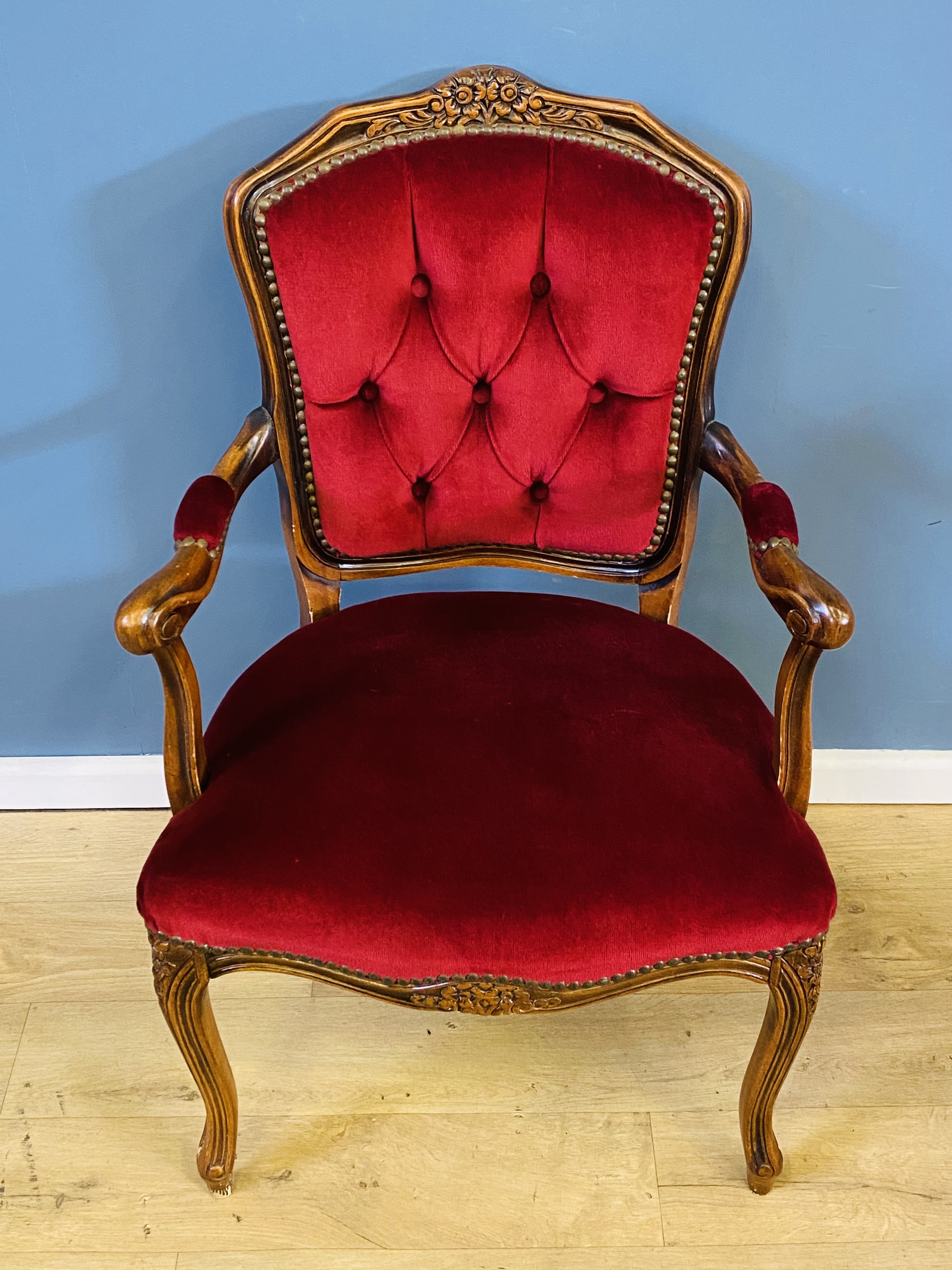 Pair of French style button back elbow chairs - Image 6 of 6