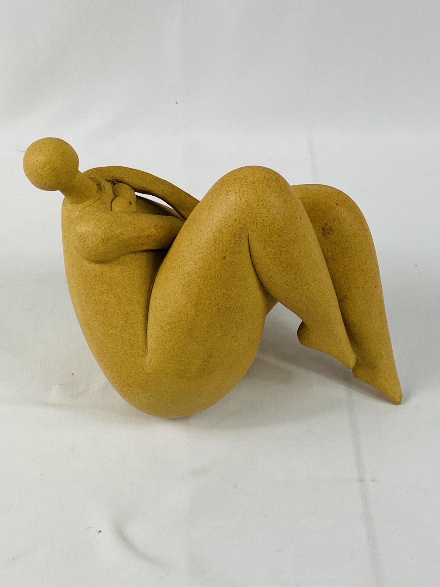K Arastala, Stoneware seated nude female figure, signed by artist, - Bild 2 aus 4