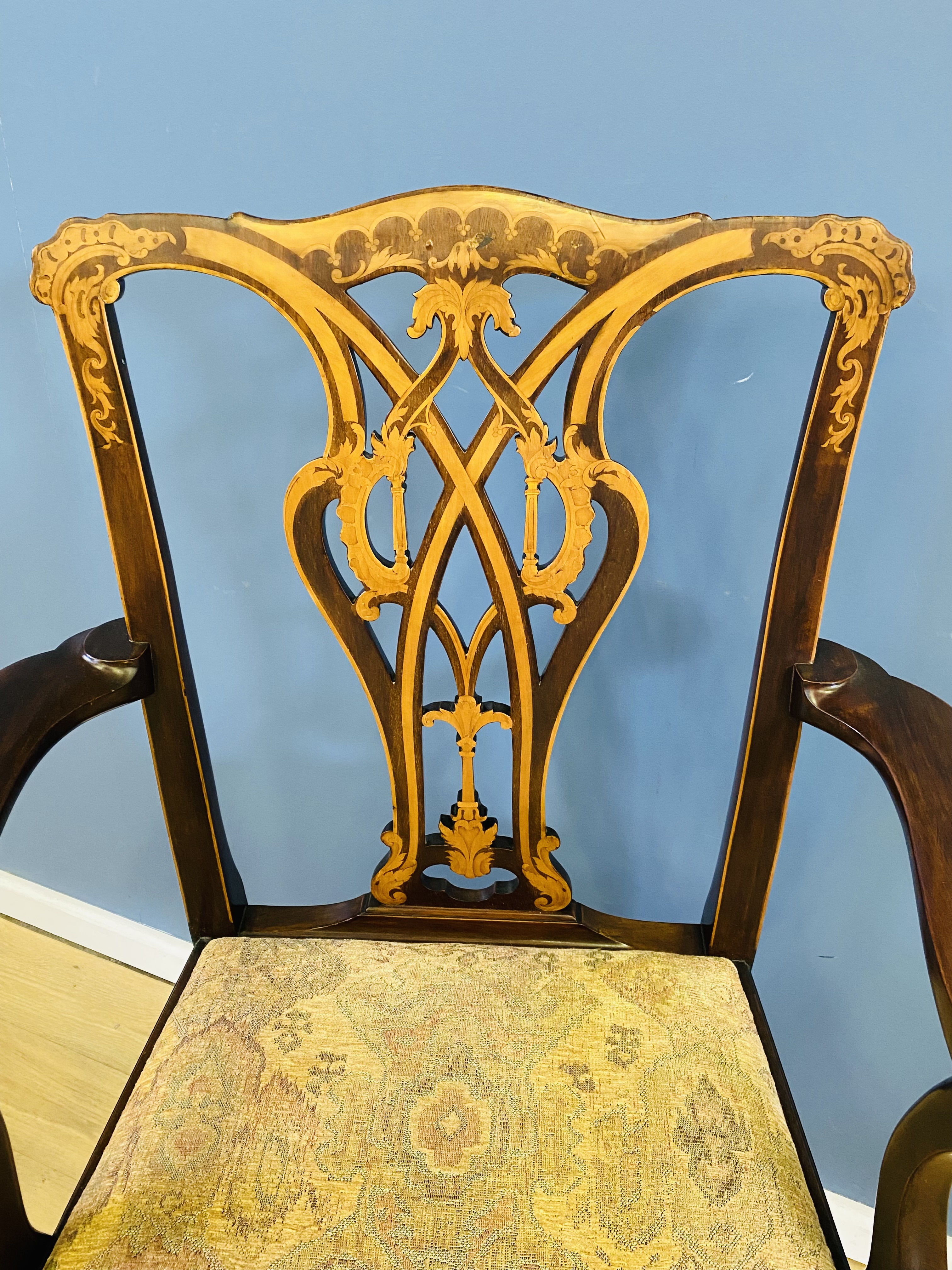 1920's mahogany Chippendale style open armchair - Image 6 of 7