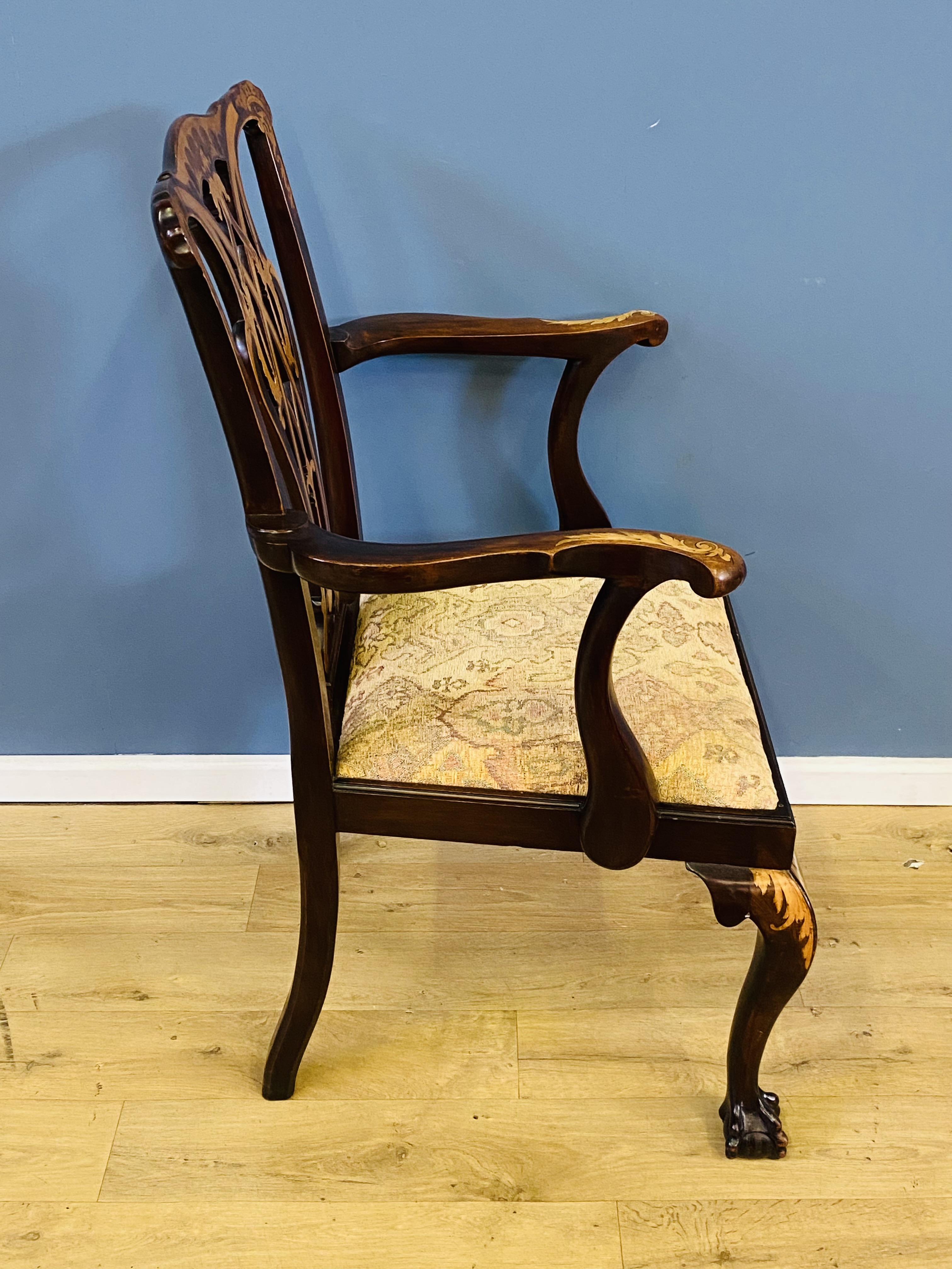 1920's mahogany Chippendale style open armchair - Image 4 of 7