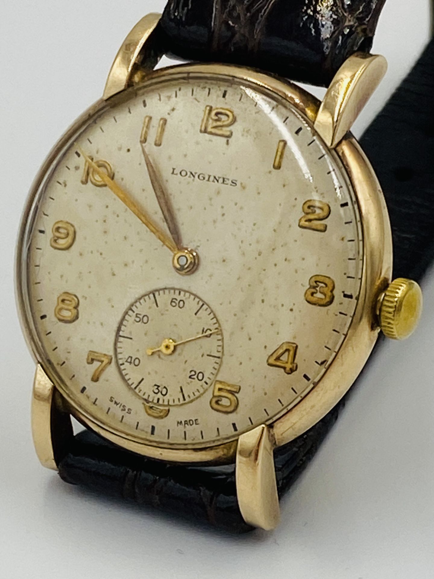 Gentlemans Longines 17 jewel manual wind wristwatch, in 9ct gold case - Bild 5 aus 5