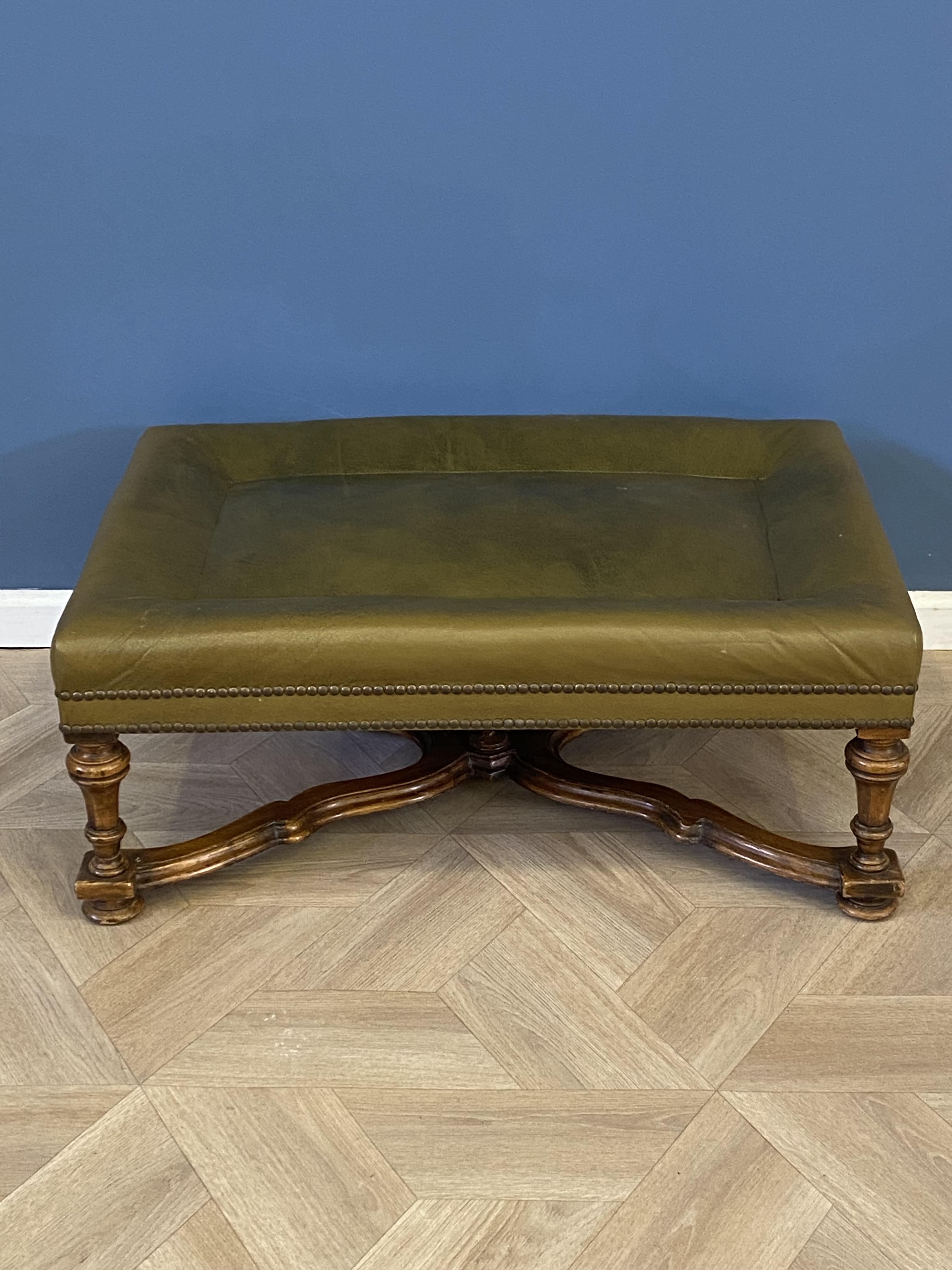 Green leather footstool