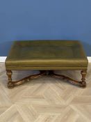 Green leather footstool
