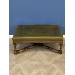 Green leather footstool