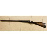Gregson 12 bore side by side shotgun with 'Damascus' barrels.