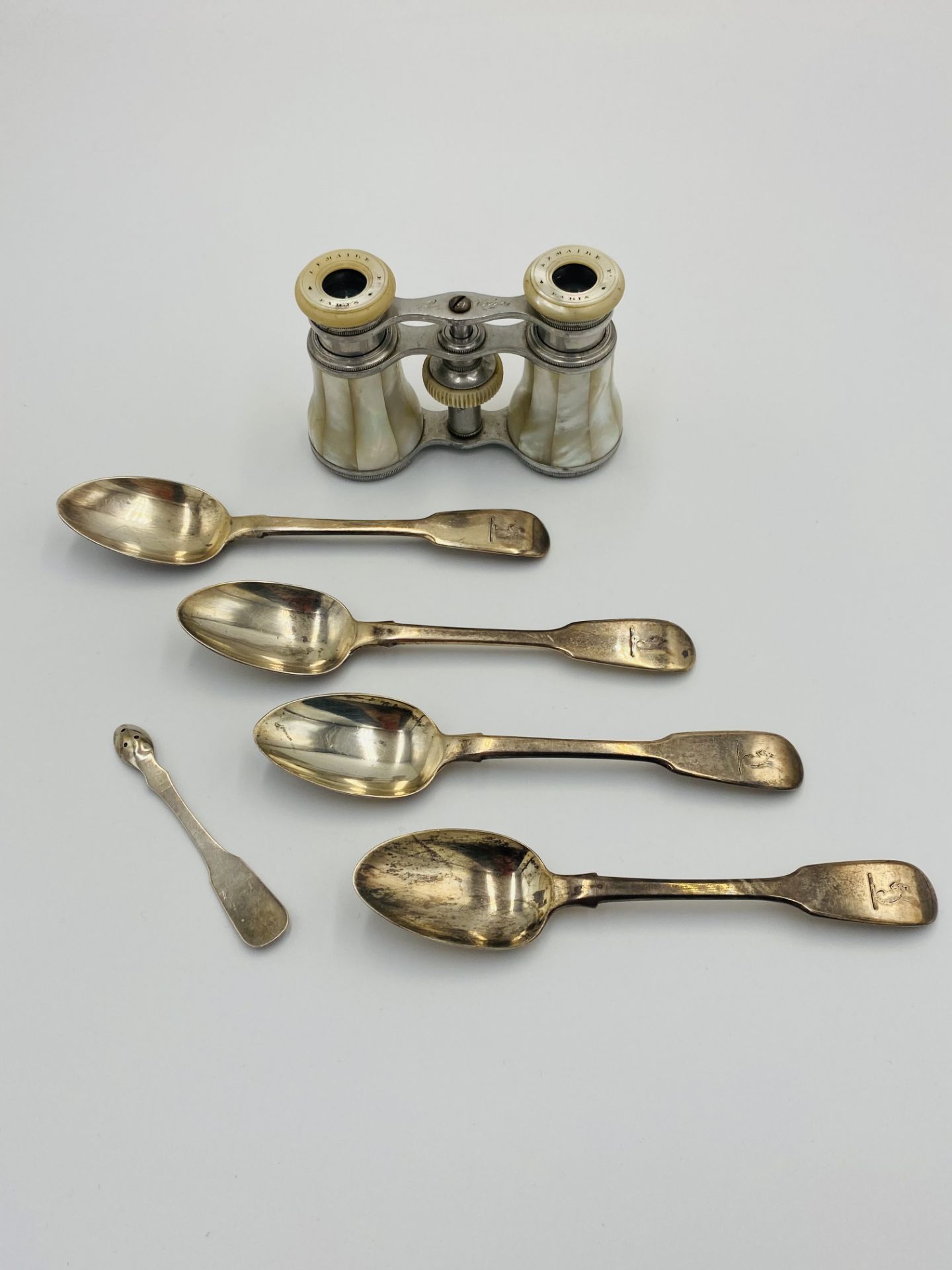 Four silver tea spoons and other items - Bild 3 aus 7