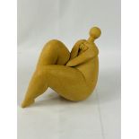 K Arastala, Stoneware seated nude female figure, signed by artist,