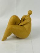 K Arastala, Stoneware seated nude female figure, signed by artist,