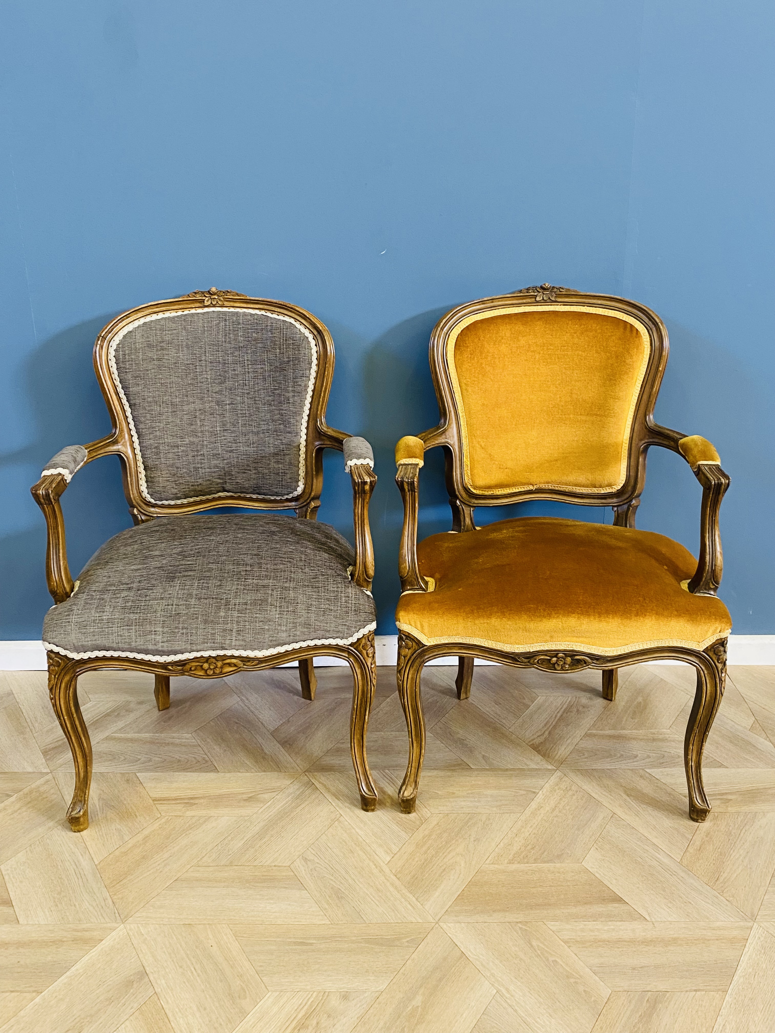 Pair of French style elbow chairs - Image 2 of 8