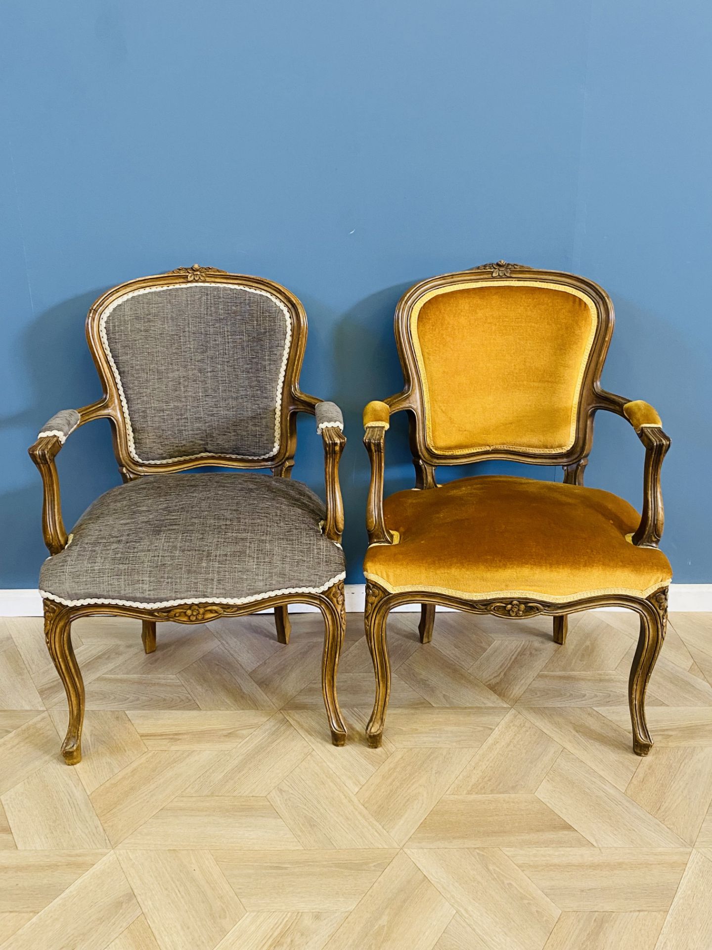 Pair of French style elbow chairs - Image 2 of 8