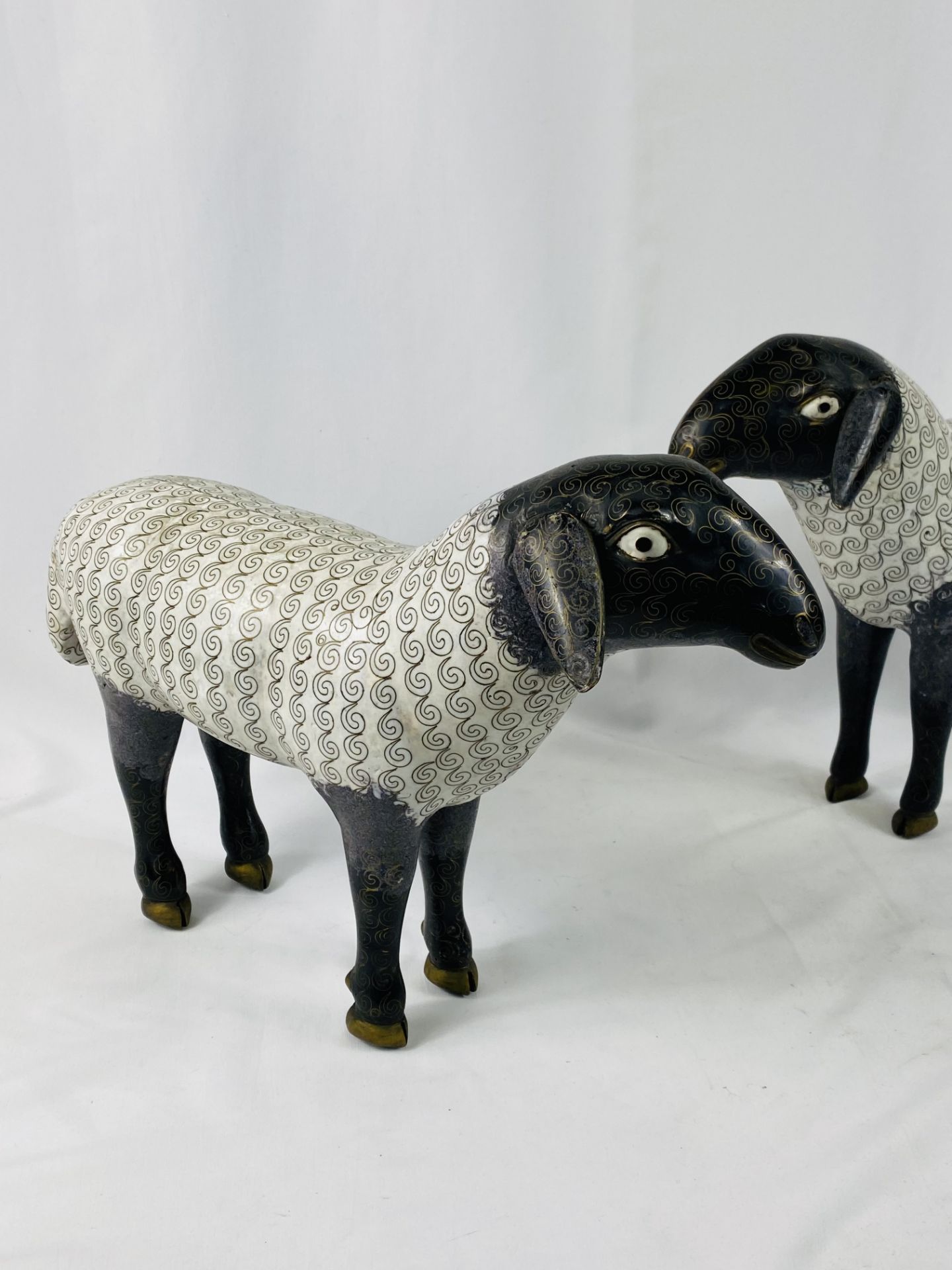 Two cloisonne sheep - Image 4 of 9